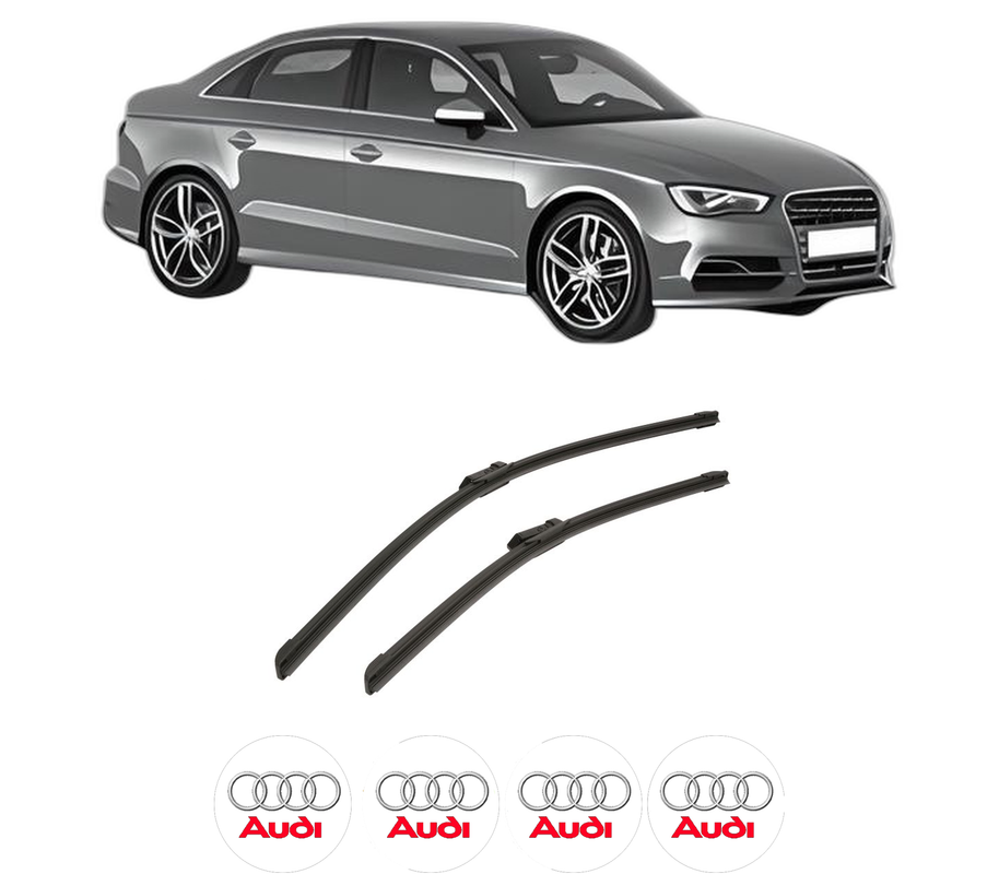 Set stergatoare auto AUDI A3 Limousine (8VS, 8VM) din 2013-2020, pentru parbriz auto, 2 bucati, Bosch Aerotwin, din cauciuc siliconat rezistent, 4 Stickere Auto AUDI