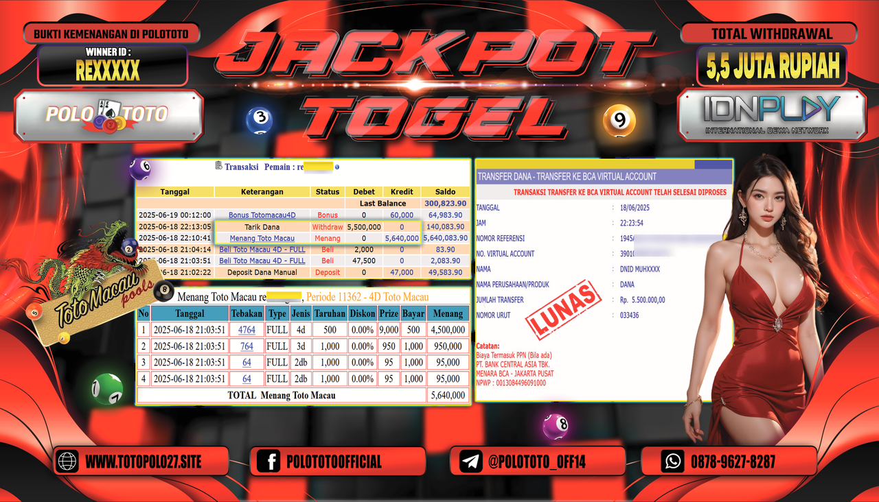 POLOTOTO JACKPOT TOGEL TOTO MACAU Rp.5.500.000,-