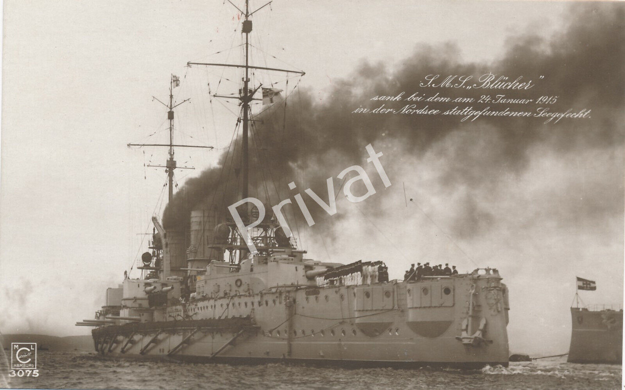 Foto PK S.M.S Blücher Kriegsschiff und großer Kreuzer Kaiserl. Marine K1.78