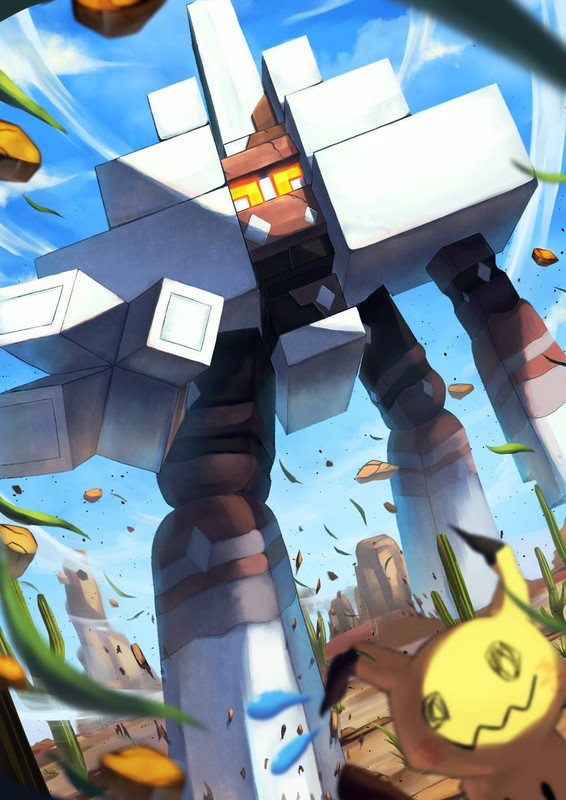 mimikyu-and-garganacl-pokemon-drawn-by-r