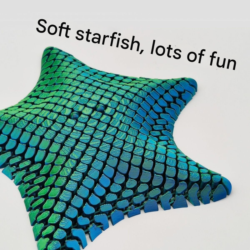 Orange 3D-Printed Articulated Starfish Fidget Toy for Stress Relief - Eco-Friendly 12cm Sensory Toy for Kids & Adults