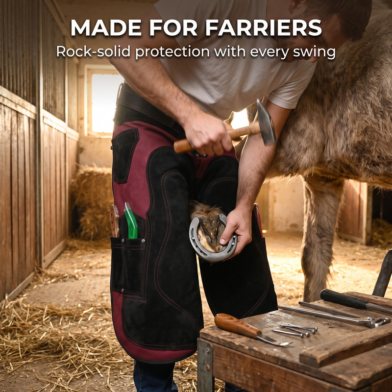 Maroon Farrier Apron in use