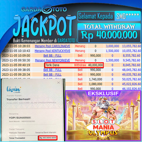 JACKPOT SLOT MAIN DI SLOT GATES OF OLYMPUS WD Rp 40.000.000,- DIBAYAR LUNAS