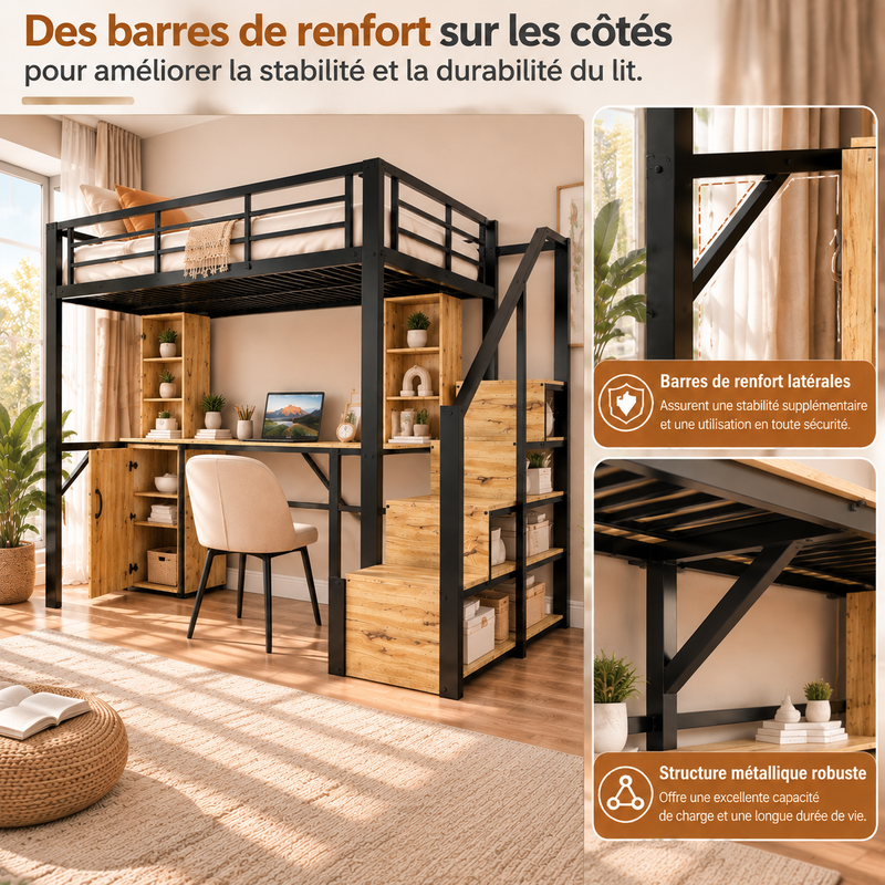 Un escalier qui sert aussi au rangement