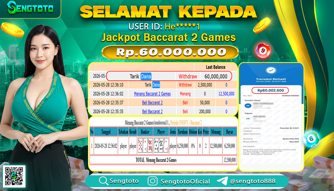 BUKTI PEMBAYARAN LIVEGAME BACCARAT 2 GAMES