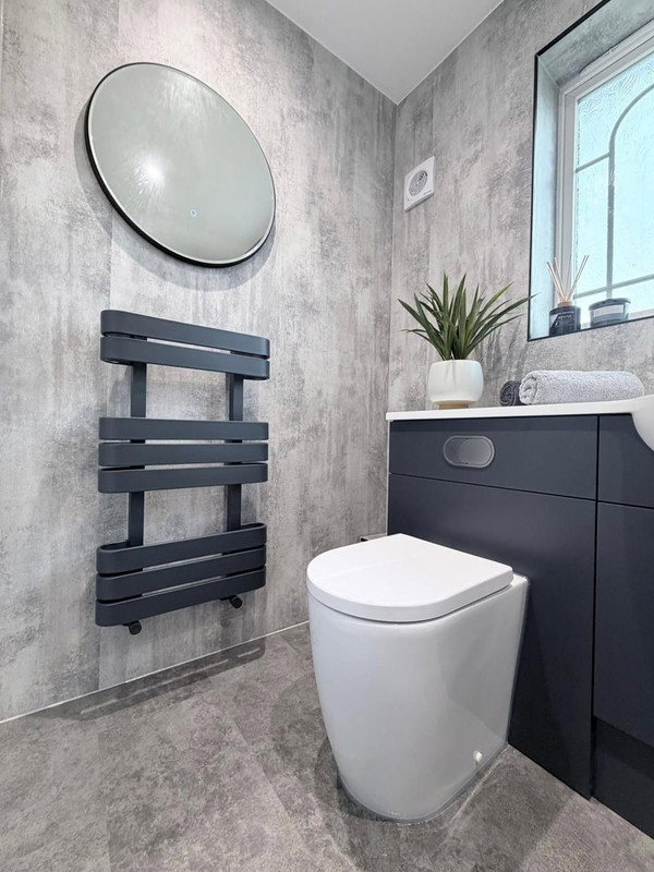 Modern bathroom renovation with clean contemporary finish