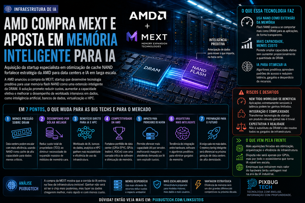 AMD compra a MEXT e mostra que a próxima guerra da IA não será só por GPUs, mas por memória