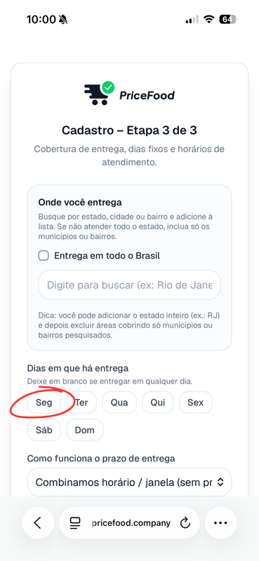 Etapa 3A — área de atendimento