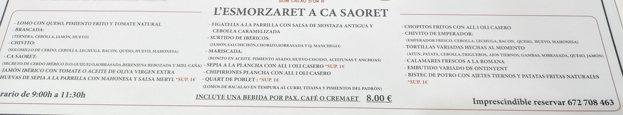 Experiencia Ca Saoret - Tavernes de la Valldigna - Dónde almorzar en Valencia: Esmorzaret, cremaet y más - Forum Valencia