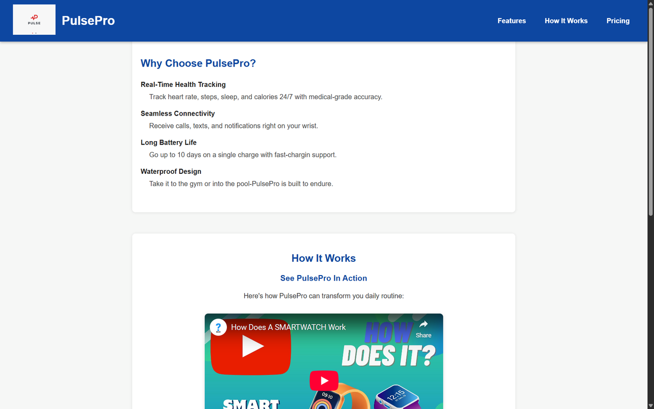 Product Landing Page screenshot
