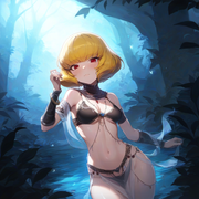 1girl, clementine, overlord, blonde hair, short hair, red eyes, {{see-through, j s-1770705102