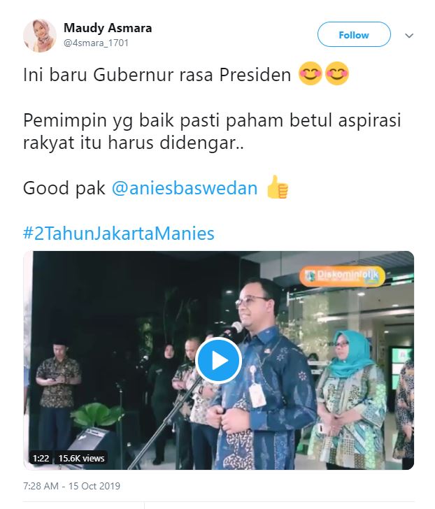Anies Baswedan disebut Gubernur Rasa Presiden