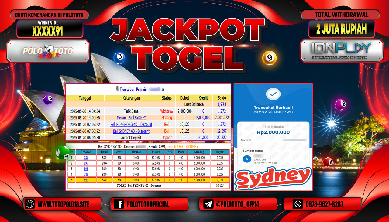 POLOTOTO JACKPOT TOGEL SYDNEY LOTTO Rp.2.000.000,-
