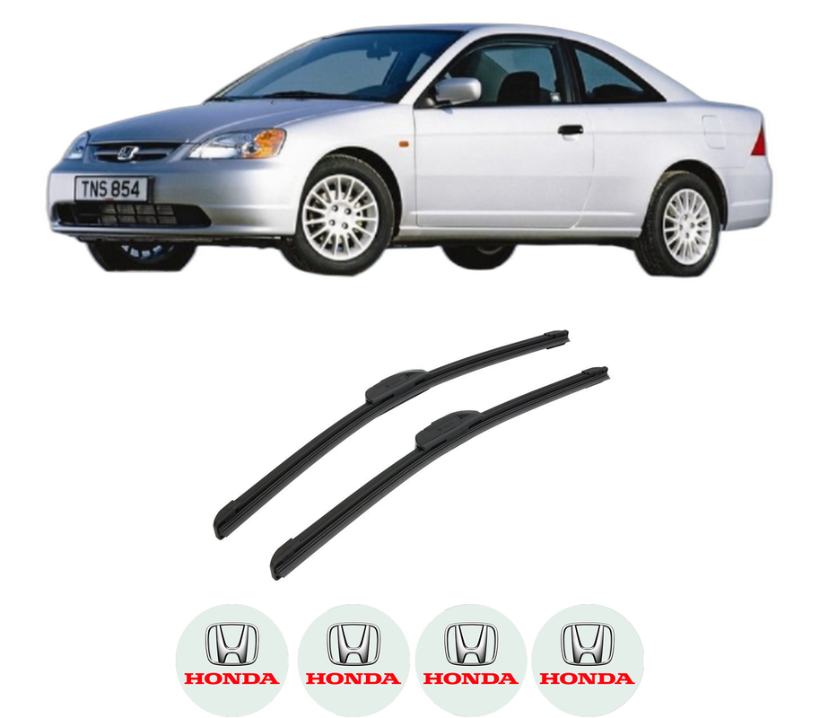Set stergatoare auto HONDA CIVIC VII Coupe (EM2) din 2001-2005, pentru parbriz auto, 2 bucati, Bosch Aerotwin Retrofit, din cauciuc siliconat rezistent, 4 Stickere Auto HONDA