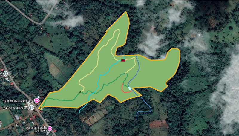 Mapa georreferenciado de la Reserva Juanilama elaborado en QGIS