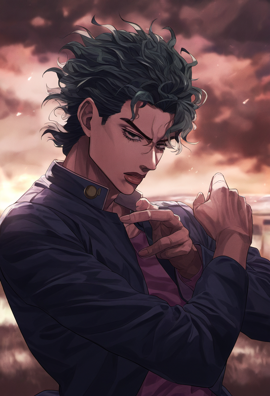 depth of field, 1boy, {{araki hirohiko (style)}}, {{jojo no kimyou na bouken}},  s-3789827079