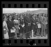 O ministro dos Transportes, Mário Andreazza (ao centro), o p diretor-geral do DNER, Eliseu Resende (