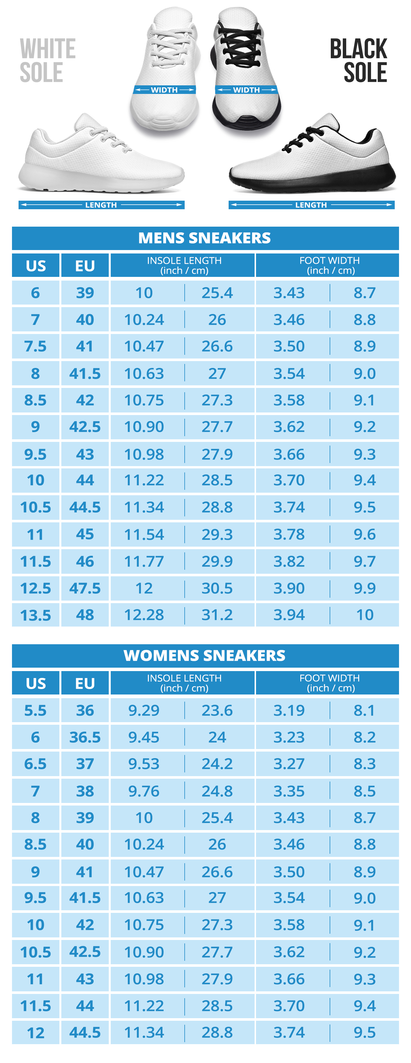Dirt Racing Sports Sneakers sizing chart