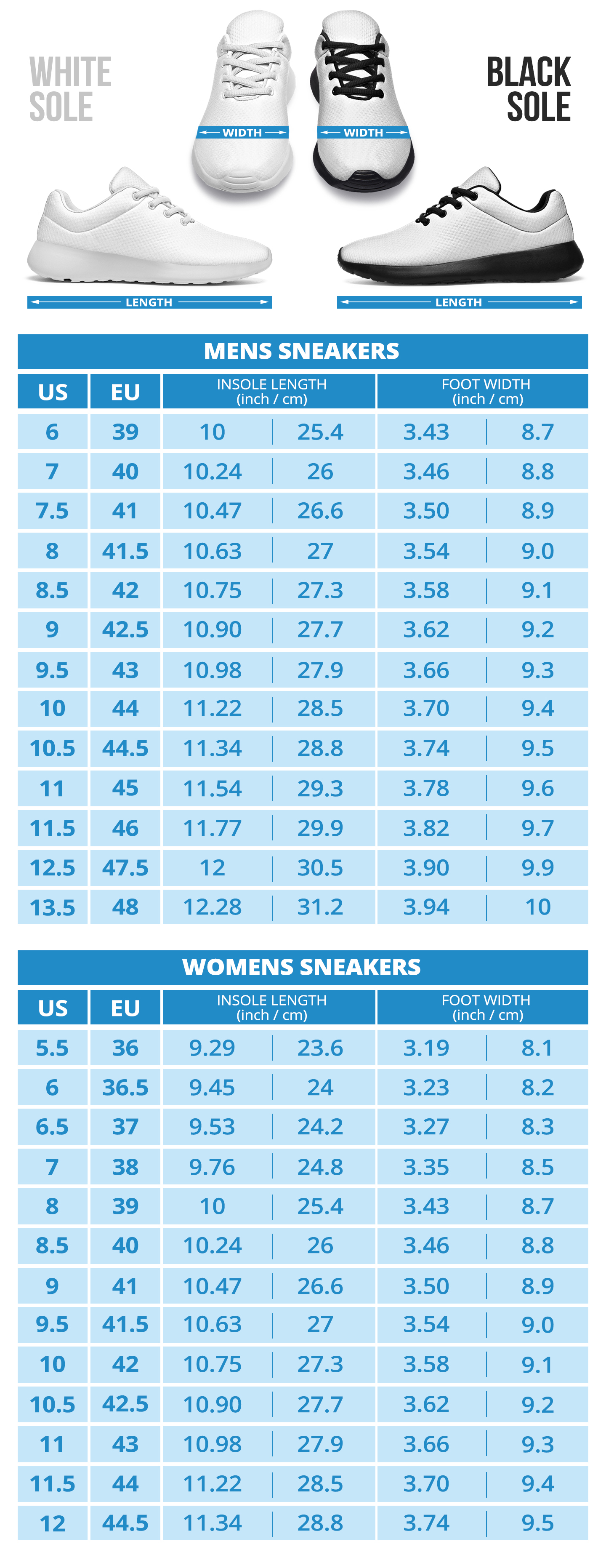 Mopar Sneakers Size Chart