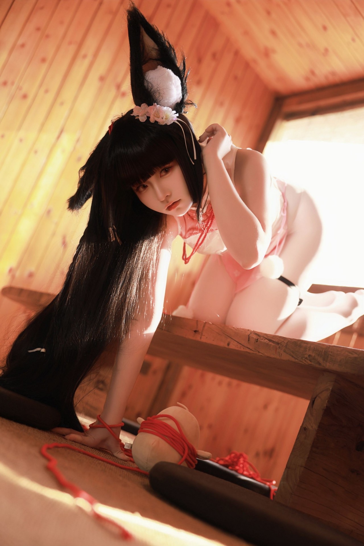 g44 不 会 受伤长门写真作品，日式庭院里的温柔背影插图6