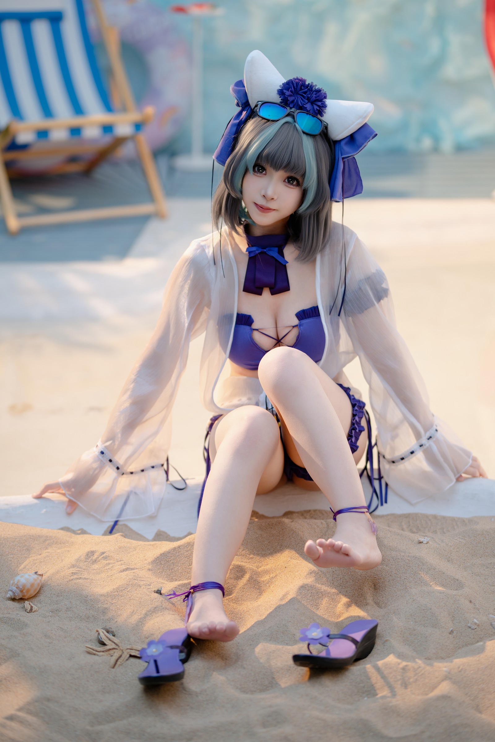 Bangni邦尼 – 泳装柴郡 Cosplay 高清写真集（86P-832MB）碧蓝航线插图1