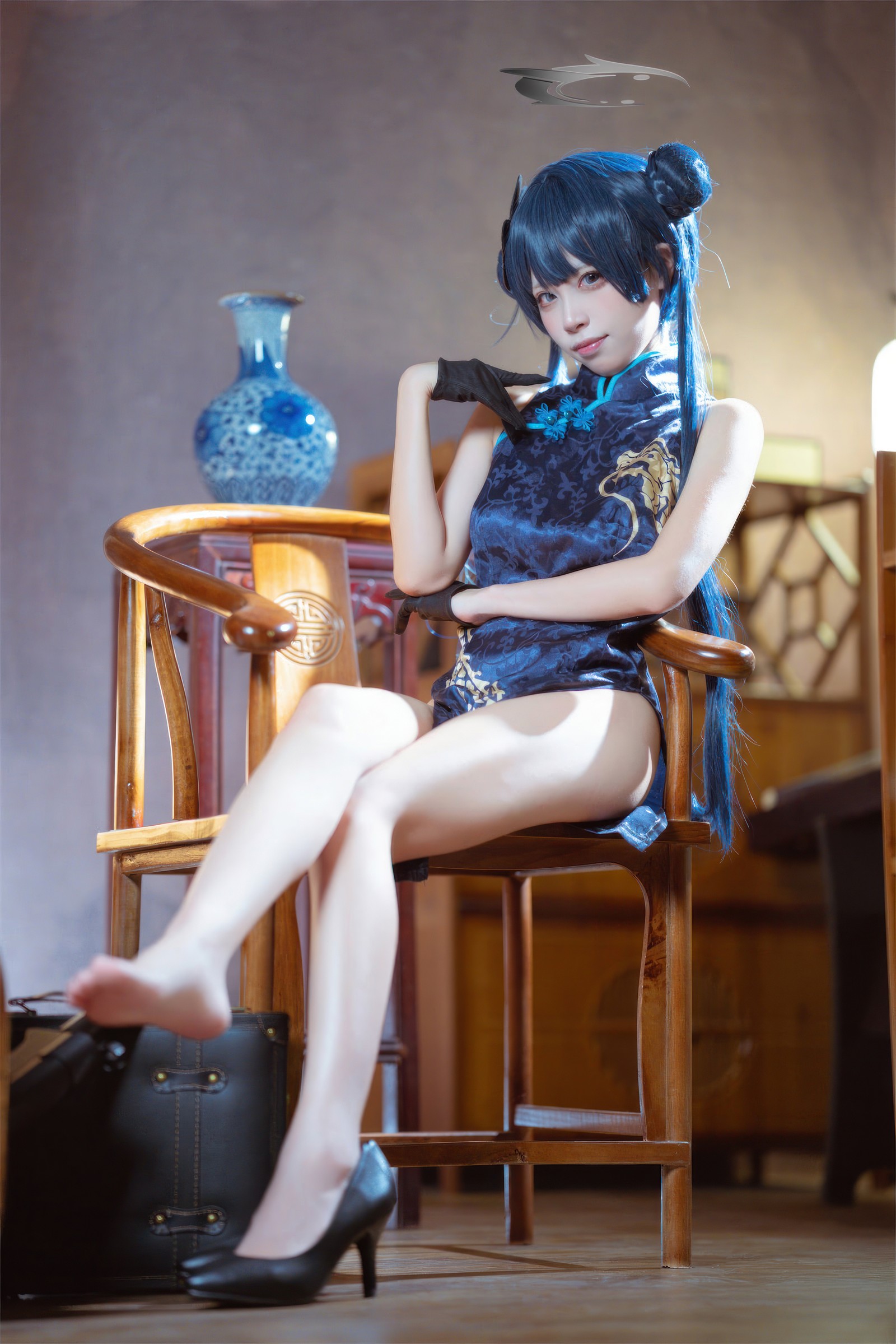 三無人型 COS 二次元：蔚蓝档案龙华妃咲旗袍写真（42P／407M）插图4