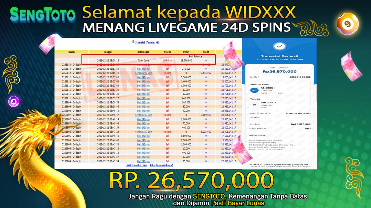 BUKTI PEMBAYARAN LIVE GAME 24D SPINS