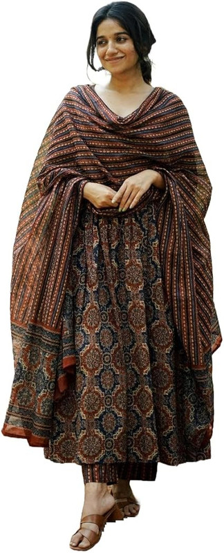 KLOSIA Women Printed Flared A-Line Kurta with Pant and Dupatta
