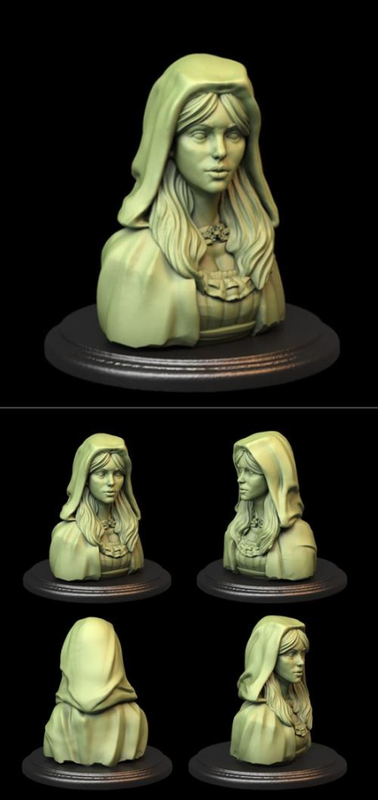 Hooded Girl Bust – 3D Print Model