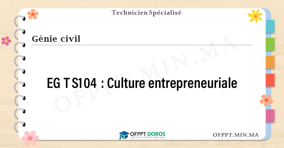 Sommaire détaillé du cours Culture entrepreneuriale EGTS104 OFPPT - Structure du module