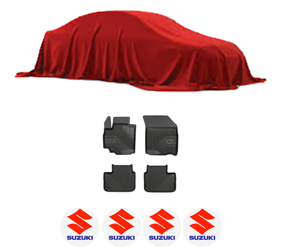Set covorase presuri SUZUKI SX4 (EY, GY) din 2006-2015, auto, din cauciuc thermoplastic, 4 Stickere auto cu SUZUKI
