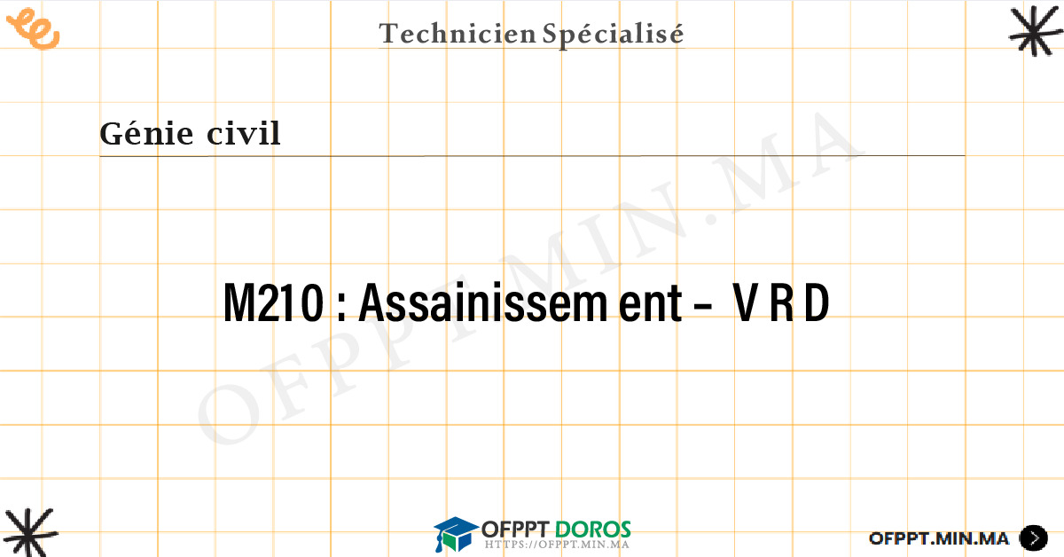 Sommaire détaillé du cours Assainissement – VRD M210 OFPPT - Structure du module