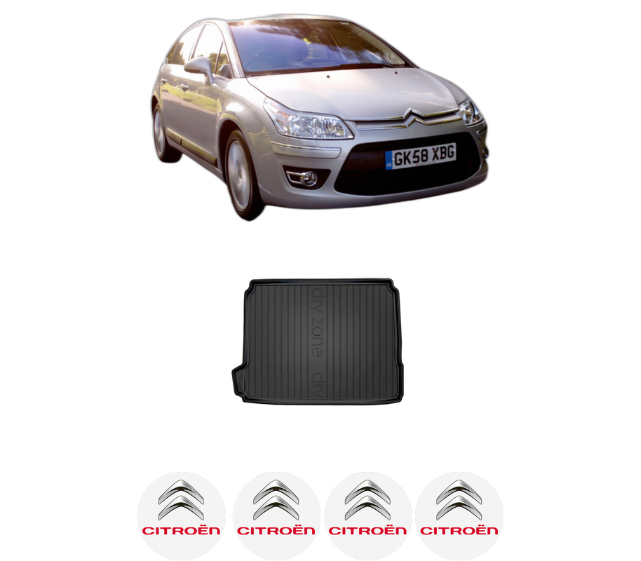 Tavita Portbagaj CITROEN C4 II (NC_) din 2009-2018, Protectie Portbagaj Auto, 4x Stickere auto cu CITROEN