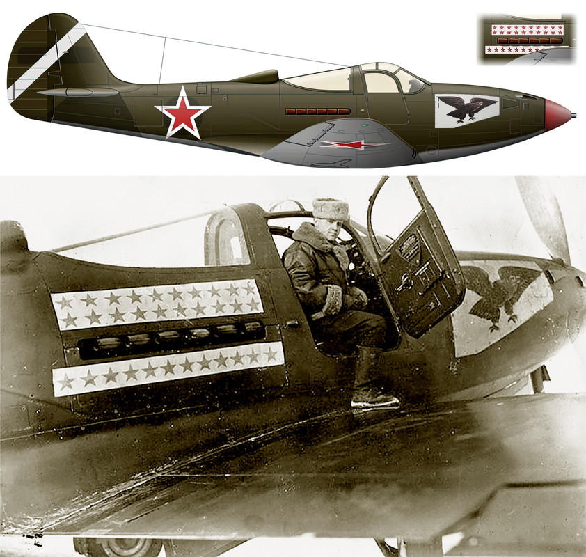 Bell-P-39N-Airacobra-129GvIAP-205IAD-ace-ND-Gulaev-with-eagle-nose-art-Ukrainian-Front-1944-01