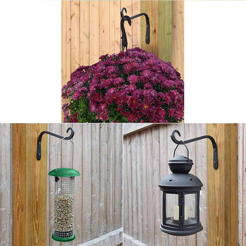 GHAR DWAR Metal Wall Hook Hanging Plant Bracket Decorative Straight Plant Hanger For Pots Bird Feeder Planters Lanterns Macrame Wind Chimes Indoor Outdoor (Pack Of 1, Black