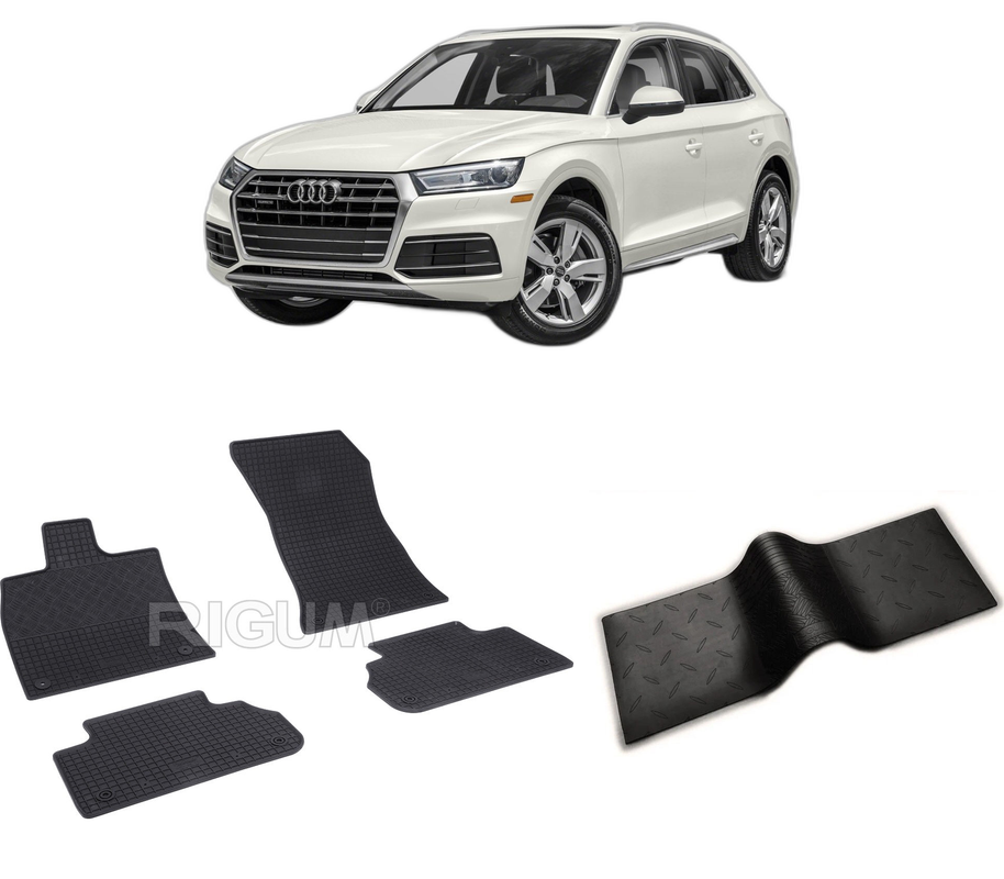 Set covorase auto AUDI Q5 FY din 01.2017-PREZENT, cu covoras tunel median, CAROSERIE SUV, Presuri cauciuc 100%, compatibil cu autoturismul AUDI Q5 FY, Rigum
