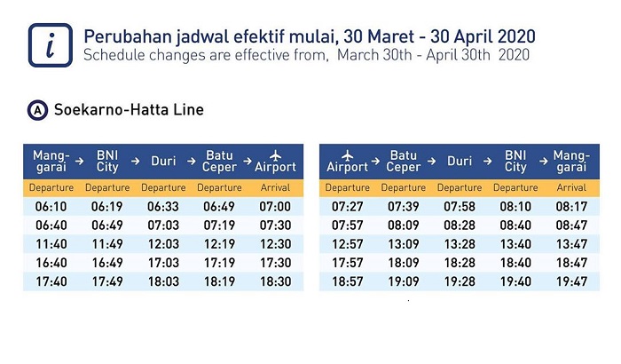 Penyesuaian jadwal KA Bandara Soekarno-Hatta