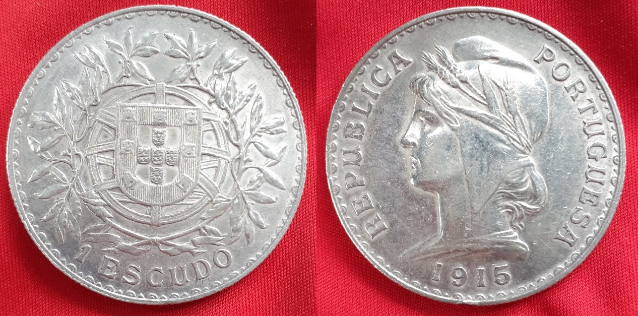 Portugal, 1 escudo, 1915 Portugal-1-escudo-1915-24-99gr