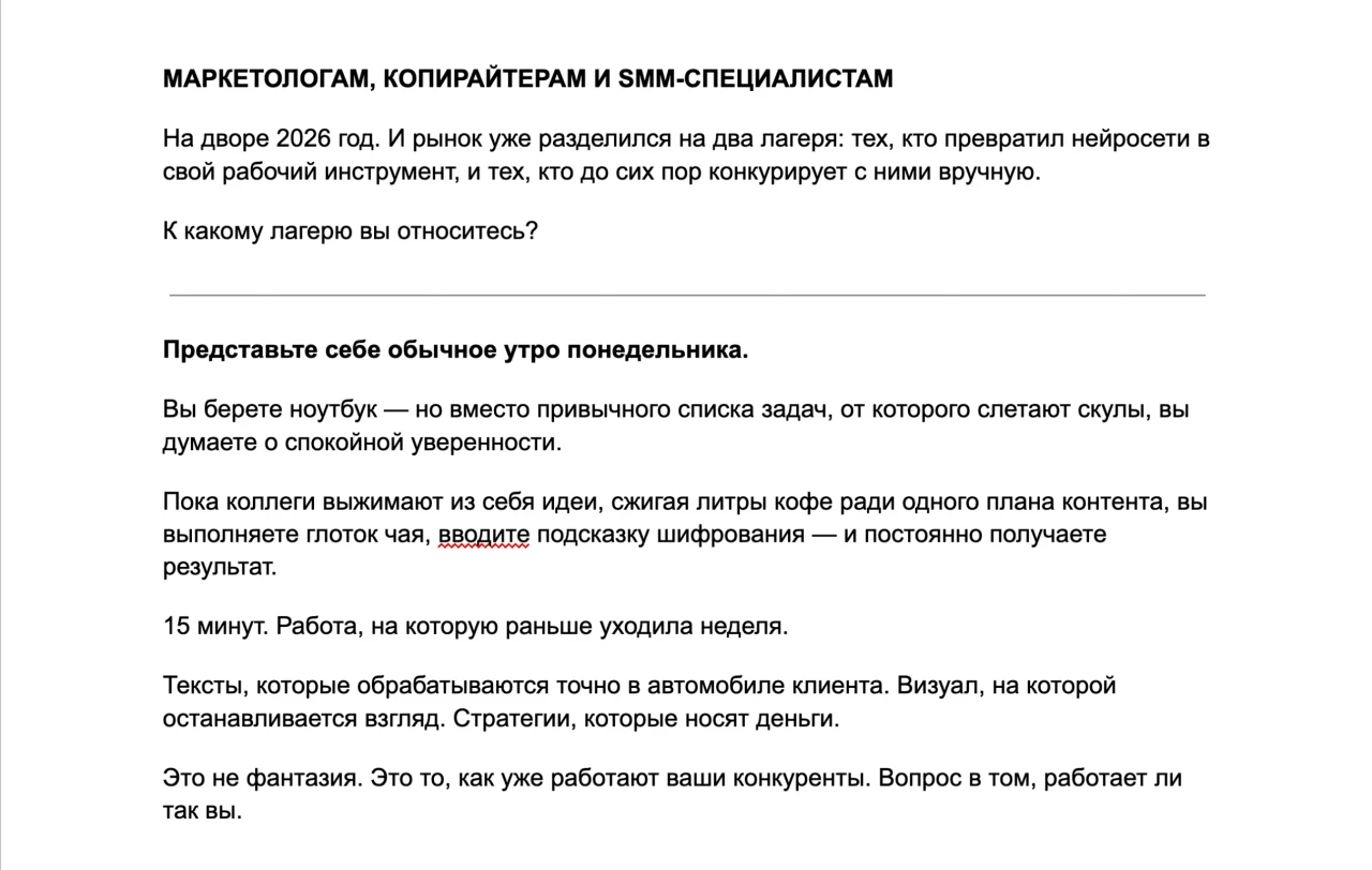 Структура лендинга