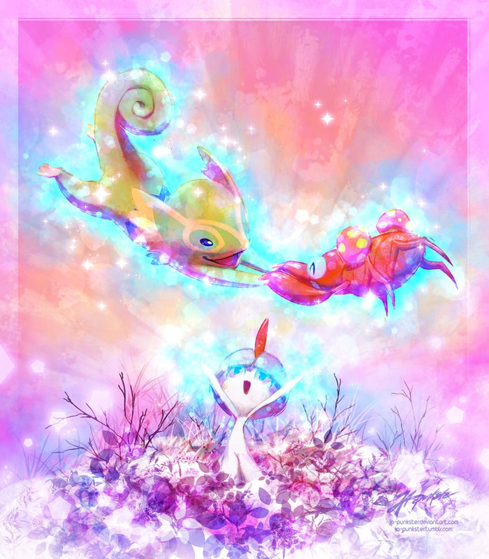 ralts-paras-and-kecleon-pokemon-drawn-by