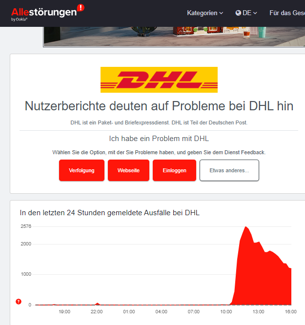 DHL-Störung auf allestoerungen.de