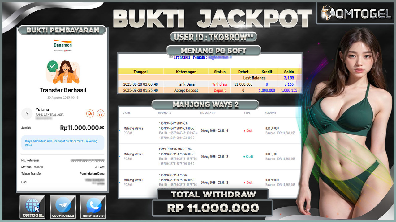OMTOGEL JACKPOT PGSOFT MAHJONG WAYS 2 11 JUTA DI BAYAR LUNAS ,-