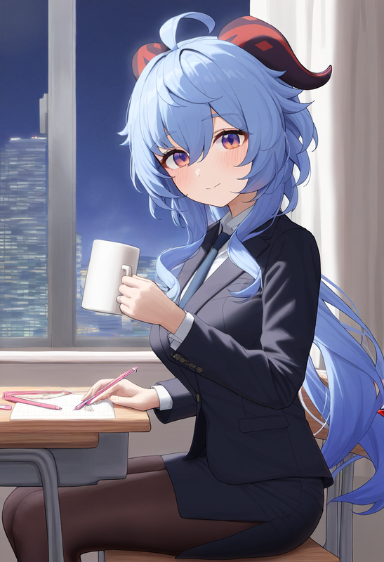 1girl, ganyu (genshin impact), genshin impact, alternate costume, looking at vie s-3666603228