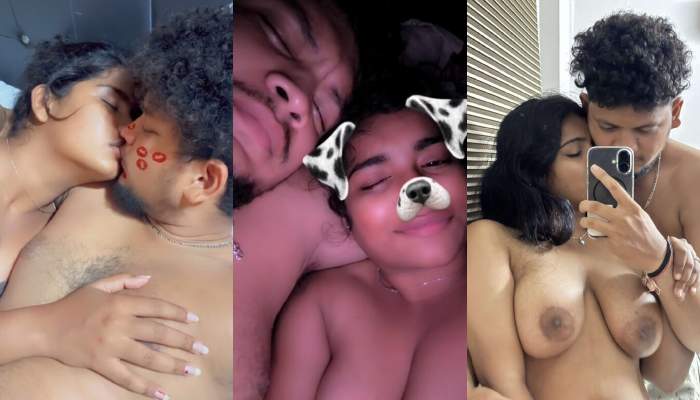 Romance between a lustful couple Busty girlfriend passionately kissing and fucking in a hotel room