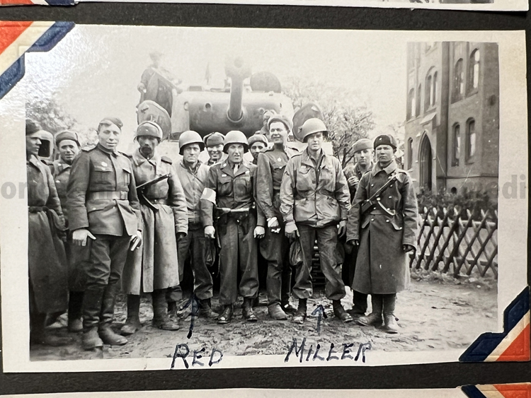 US WWII 82nd AIRBORNE PHOTO Album (3)celebrating with Russian Sherman tank crew when linking up at w