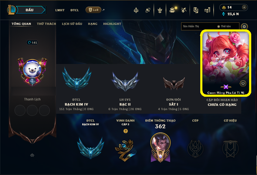 Acc LMHT # - Không Khung