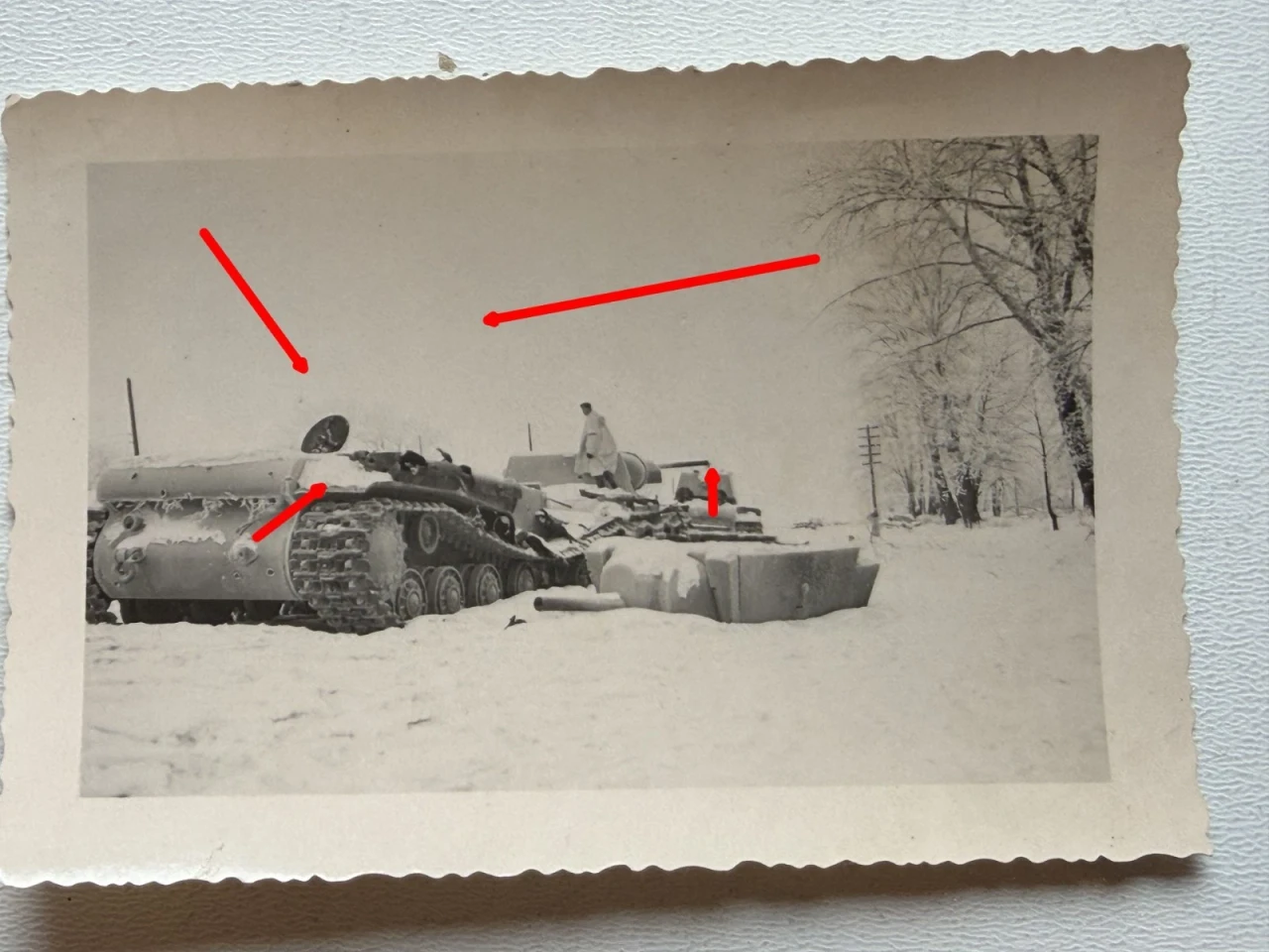 Foto Russland schwerer KW 1 Panzer erbeutet Turm Winter TOP
