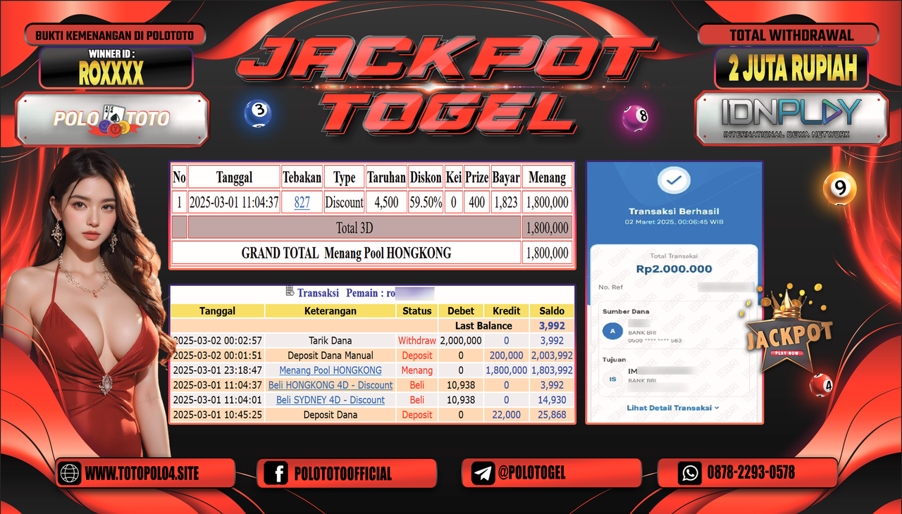 POLOTOTO JACKPOT TOGEL PASARAN HONGKONG Rp.2.000.000,-