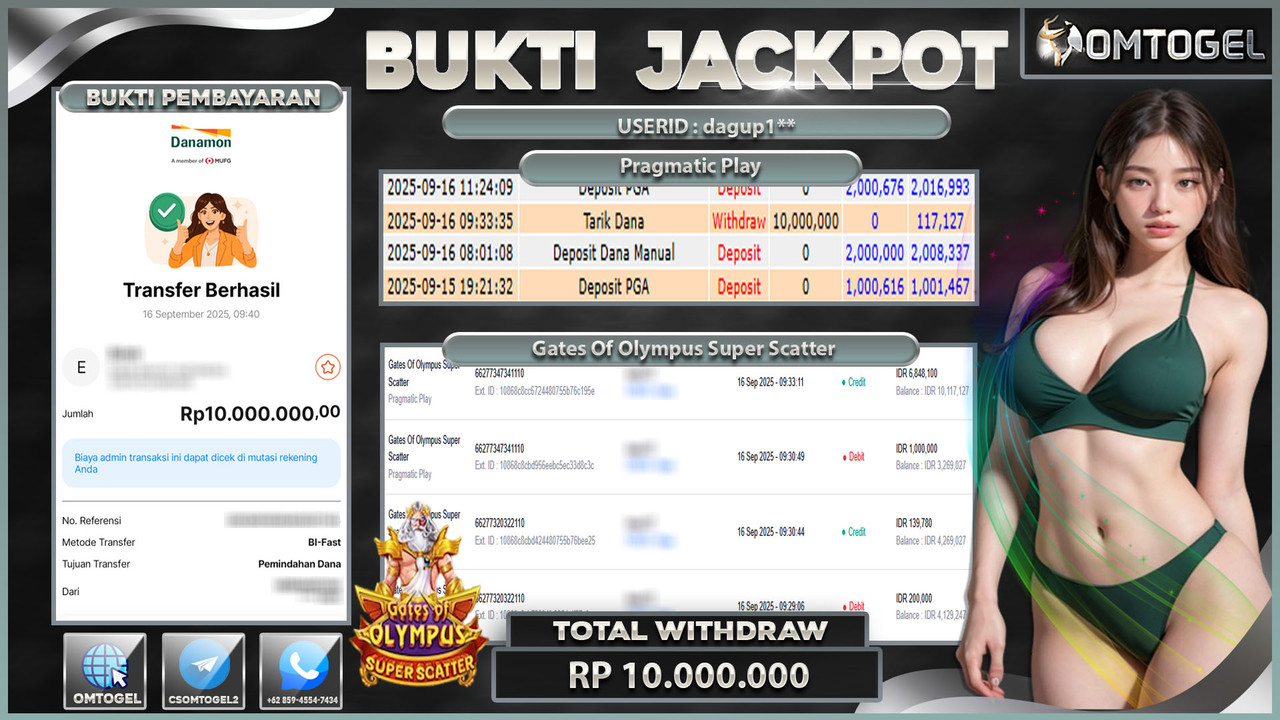 OMTOGEL JACKPOT PRAGMATIC PLAY GATES OF OLYMPUS SUPER SCATTER 10 JUTA DI BAYAR LUNAS ,-