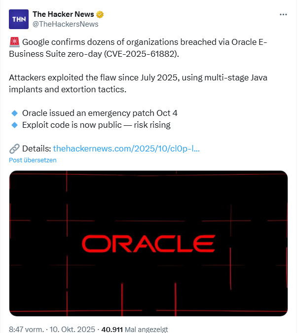 Oracle E-Business Suite vulnerability